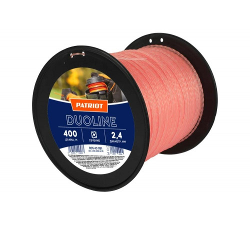 Леска Duoline (400 м; 2.4 мм; скрученный квадрат; двухцветная, красная жила) Patriot 240-400-6 805401181 Леска Duoline (400 м; 2.4 мм; скрученный квадрат; двухцветная, красная жила) Patriot 240-400-6 805401181