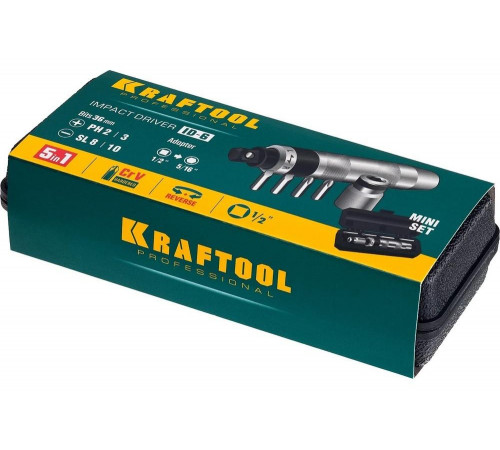 KRAFTOOL  ID-6 6 предм., Ударно-поворотная отвертка (25555)