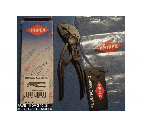 Переставные сантехнические клещи с фиксатором KNIPEX L-100 мм,COBRA XS KN-8700100 Переставные сантехнические клещи с фиксатором KNIPEX L-100 мм,COBRA XS KN-8700100
