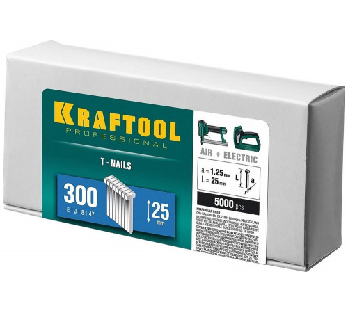 KRAFTOOL гвозди тип 300, 25 мм, гвозди для нейлера 31785-25 KRAFTOOL гвозди тип 300, 25 мм, гвозди для нейлера 31785-25