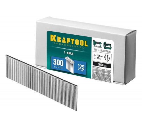 KRAFTOOL гвозди тип 300, 25 мм, гвозди для нейлера 31785-25 KRAFTOOL гвозди тип 300, 25 мм, гвозди для нейлера 31785-25