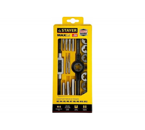 STAYER 20 предметов, легированная сталь, набор метчиков и плашек MaxCut 28012-H20 STAYER 20 предметов, легированная сталь, набор метчиков и плашек MaxCut 28012-H20