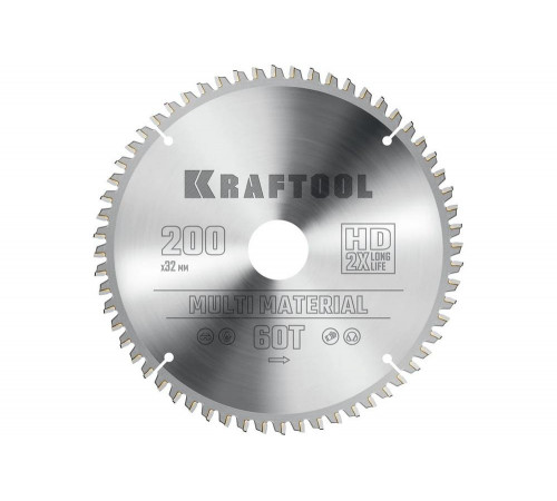 Диск пильный по алюминию KRAFTOOL Multi material 200x32 мм, 60Т 36953-200-32