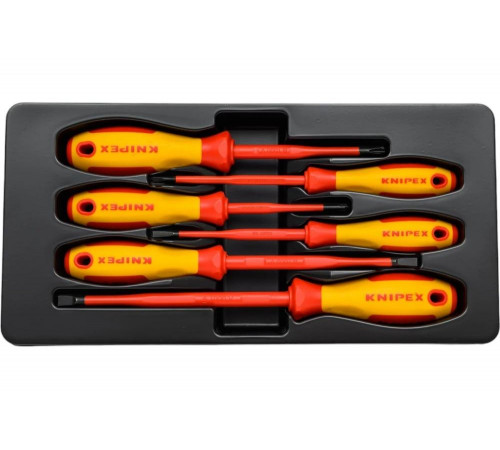 Набор тонких отверток KNIPEX VDE 1000В, 6 пр, SL3/4/5.5/6.5 шлиц, PH1/2 крест, KN-002012V02 Набор тонких отверток KNIPEX VDE 1000В, 6 пр, SL3/4/5.5/6.5 шлиц, PH1/2 крест, KN-002012V02