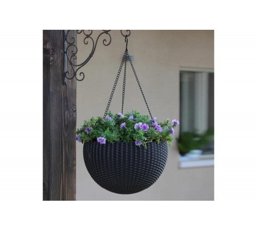 Подвесное кашпо Keter Rattan Style Hanging графит 229545