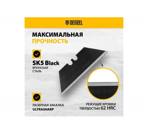 Лезвия 19 мм, сталь SK5, 0.6 мм, трапециевидные, 5 шт Denzel 79318 Лезвия 19 мм, сталь SK5, 0.6 мм, трапециевидные, 5 шт Denzel 79318