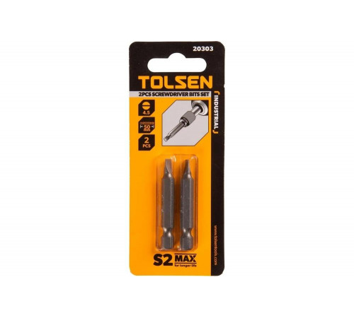 Набор вставок бит торцевых 1/4", Slotted, 4.5x0.6 мм, 50 мм, 2 шт TOLSEN TT20303 Набор вставок бит торцевых 1/4", Slotted, 4.5x0.6 мм, 50 мм, 2 шт TOLSEN TT20303