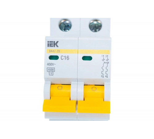 Автомат IEK ВА47-29 2п, 16А, C, 4.5кА