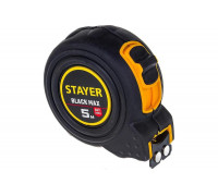 Рулетка Stayer BlackMax 5м / 19мм в ударостойком полностью обрезиненном корпусе и двумя фиксаторами 3410-05_z02