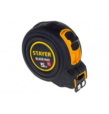 Рулетка Stayer BlackMax 5м / 19мм в ударостойком полностью обрезиненном корпусе и двумя фиксаторами 3410-05_z02