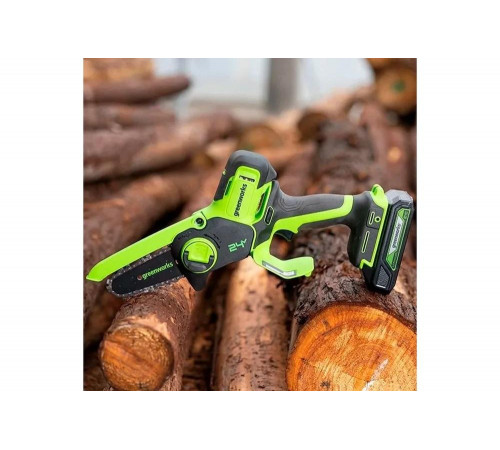 Аккумуляторная цепная мини пила GreenWorks 24V, 10 см, без АКБ и ЗУ 2008207 Аккумуляторная цепная мини пила GreenWorks 24V, 10 см, без АКБ и ЗУ 2008207