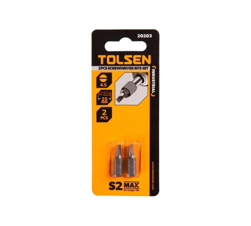 Набор вставок бит торцевых 1/4", Slotted, 4.5x0.6 мм, 25 мм, 2 шт TOLSEN TT20203 Набор вставок бит торцевых 1/4", Slotted, 4.5x0.6 мм, 25 мм, 2 шт TOLSEN TT20203