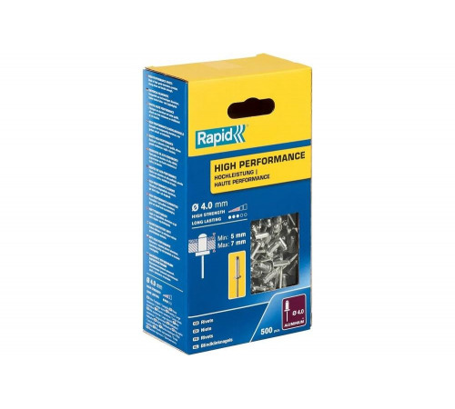 Rapid High-performance-rivet - алюминиевая заклепка d4.0x10 мм (500 шт) Rapid High-performance-rivet - алюминиевая заклепка d4.0x10 мм (500 шт)