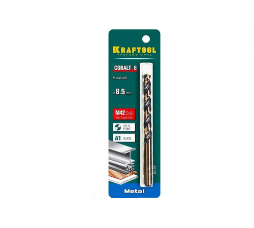 KRAFTOOL Ø 8.5 х 117 мм, HSS-Co (8%), класс A, сверло по металлу 29656-8.5 Pro KRAFTOOL Ø 8.5 х 117 мм, HSS-Co (8%), класс A, сверло по металлу 29656-8.5 Pro