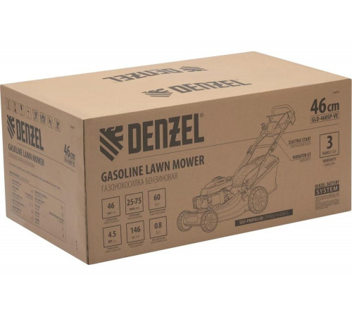 Газонокосилка бензиновая Denzel GLD-460SP-VE, 146 см3, шир. 46см, привод, вариатор, эл.старт, 50 л 58809 Газонокосилка бензиновая Denzel GLD-460SP-VE, 146 см3, шир. 46см, привод, вариатор, эл.старт, 50 л 58809