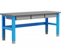 Промышленный металлический стол 2000 мм Верстакофф PLC (RAL5015 и RAL7037) 115003