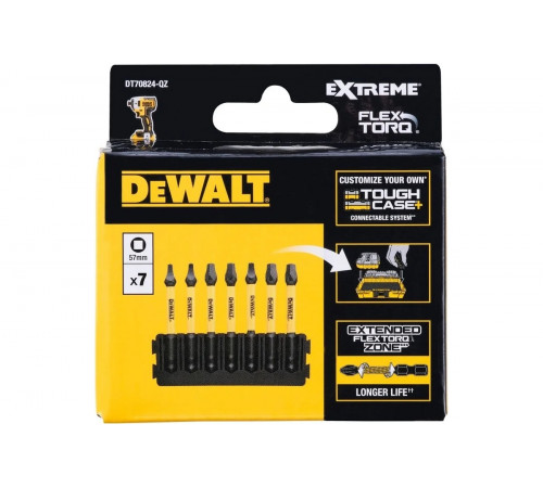 Биты FLEXTORQ SQ1, SQ2, SQ3, 57 мм, 7 шт Dewalt DT70824-QZ