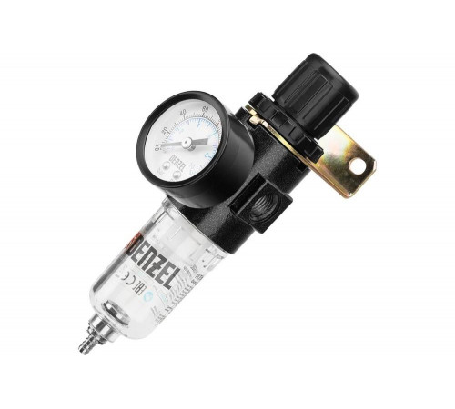 Фильтр-регулятор FR1500, 10 бар, 1500 л/мин, 1/4" Denzel 57459 Фильтр-регулятор FR1500, 10 бар, 1500 л/мин, 1/4" Denzel 57459