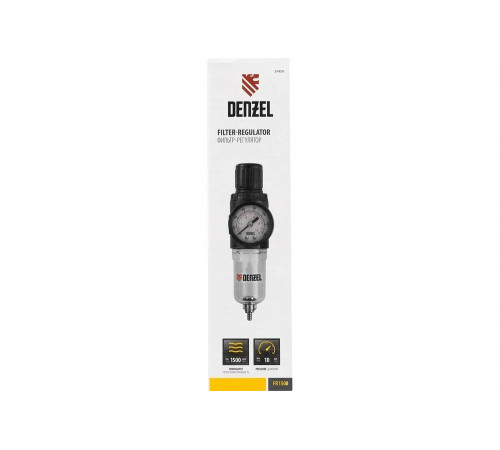 Фильтр-регулятор FR1500, 10 бар, 1500 л/мин, 1/4" Denzel 57459 Фильтр-регулятор FR1500, 10 бар, 1500 л/мин, 1/4" Denzel 57459