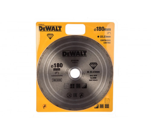 Алмазный круг сплошной по керамике 180х22.2 мм DEWALT DT40206