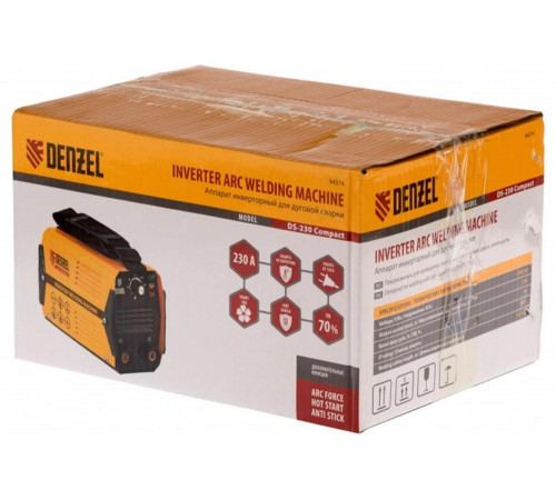 Сварочный инвертор дуговой сварки Denzel DS-230 Compact