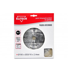 Диск пильный по дереву (190х20/16 мм; 2.4 мм; 48Z) Elitech 1820.053900