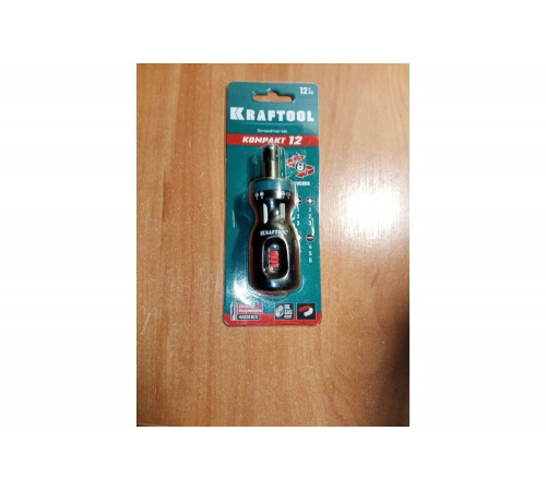 KRAFTOOL 12-в-1, отвертка реверсивная с двусторонними битами 26161-H13 KRAFTOOL 12-в-1, отвертка реверсивная с двусторонними битами 26161-H13