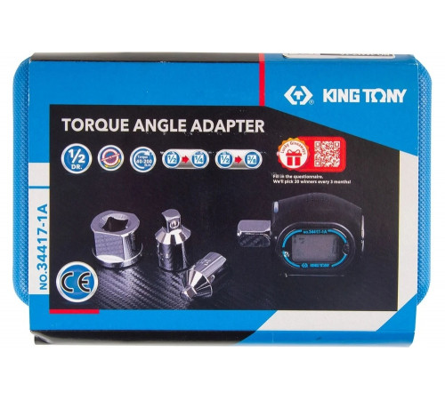 Динамометрический адаптер KING TONY серии "DIGITAL", 1/2", 40-200 Нм, 4 предмета, кейс 34417-1A Динамометрический адаптер KING TONY серии "DIGITAL", 1/2", 40-200 Нм, 4 предмета, кейс 34417-1A