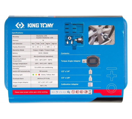 Динамометрический адаптер KING TONY серии "DIGITAL", 1/2", 40-200 Нм, 4 предмета, кейс 34417-1A Динамометрический адаптер KING TONY серии "DIGITAL", 1/2", 40-200 Нм, 4 предмета, кейс 34417-1A