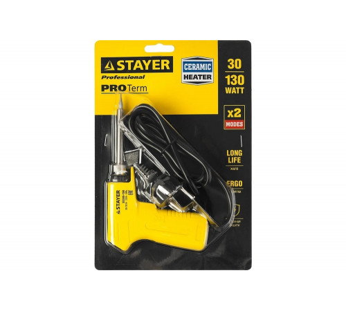 STAYER 30/130 Вт, двухкомпонентная рукоятка, электропаяльник Proterm 55308-130 Professional STAYER 30/130 Вт, двухкомпонентная рукоятка, электропаяльник Proterm 55308-130 Professional