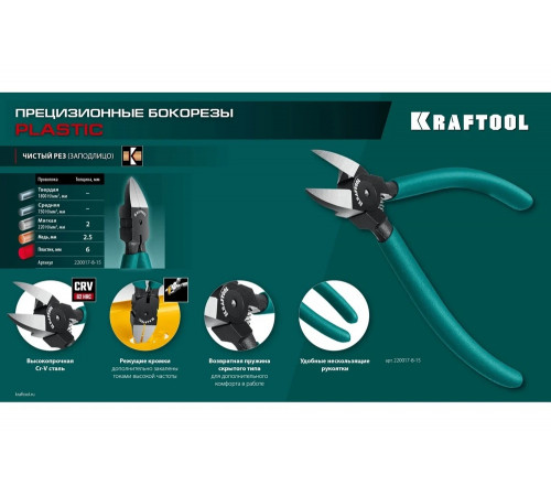 Прецизионные бокорезы KRAFTOOL Precision чистый рез 155 мм 220017-8-15_z01 Прецизионные бокорезы KRAFTOOL Precision чистый рез 155 мм 220017-8-15_z01
