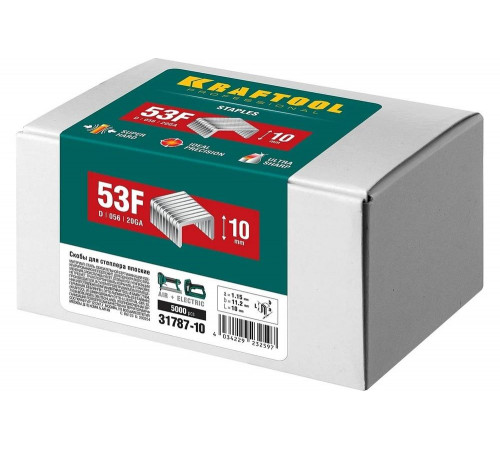KRAFTOOL скобы тип 53F, 10 мм, скобы для степлера плоские 31787-10 KRAFTOOL скобы тип 53F, 10 мм, скобы для степлера плоские 31787-10
