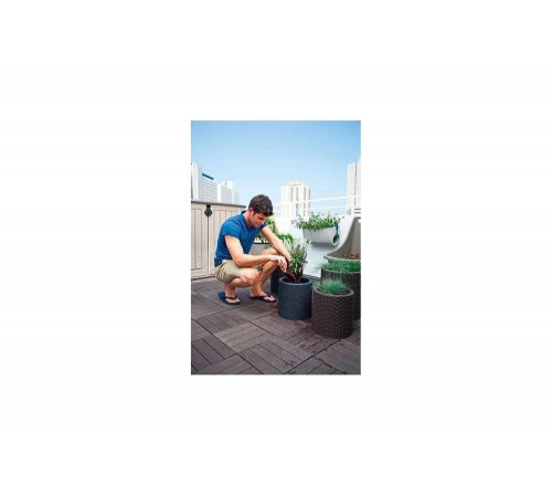 Кашпо KETER Cylinder Planter S графит 229120 Кашпо KETER Cylinder Planter S графит 229120