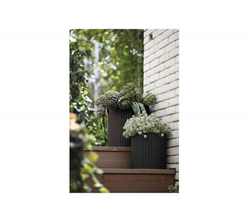Кашпо KETER Cylinder Planter S графит 229120 Кашпо KETER Cylinder Planter S графит 229120