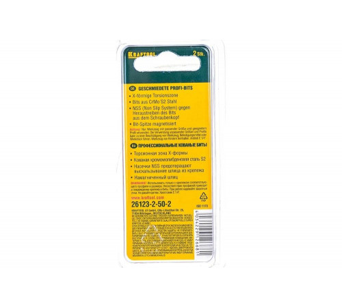 KRAFTOOL PZ2, 50 мм, 2 шт., кованые профессиональные биты X-DRIVE 26123-2-50-2 KRAFTOOL PZ2, 50 мм, 2 шт., кованые профессиональные биты X-DRIVE 26123-2-50-2