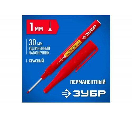 Перманентный маркер ЗУБР Профессионал Колибри-30 1 мм, заостренный, красный 06338-3 Перманентный маркер ЗУБР Профессионал Колибри-30 1 мм, заостренный, красный 06338-3