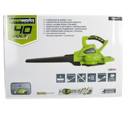 Аккумуляторный воздуходув-пылесос GreenWorks GD40BVK3 40V 24227UE