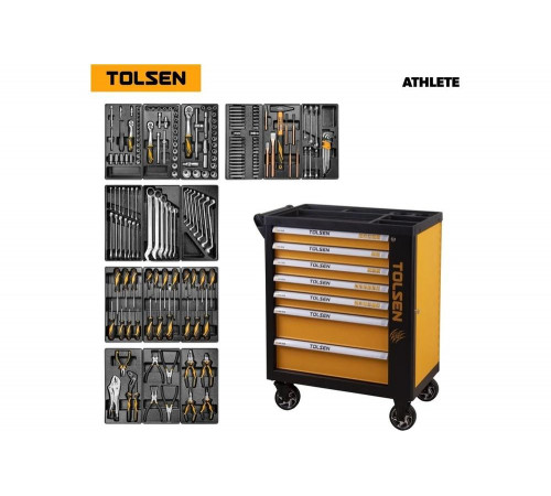 Набор инструментов TOLSEN "ATHLETE" в черной тележке, 189 предметов TT85412