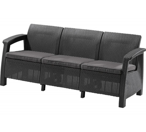 Диван Keter Corfu Triple (love seat max) графит 258975 Диван Keter Corfu Triple (love seat max) графит 258975