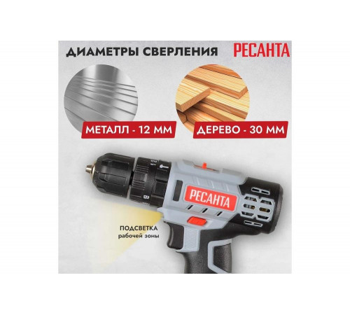 Дрель-шуруповерт аккумуляторная Ресанта ДА-18-2ЛК-У Дрель-шуруповерт аккумуляторная Ресанта ДА-18-2ЛК-У
