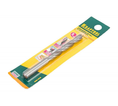 KRAFTOOL d=9 х 115/70 мм, двухленточное, спиральное сверло по дереву 29400-120-09 KRAFTOOL d=9 х 115/70 мм, двухленточное, спиральное сверло по дереву 29400-120-09