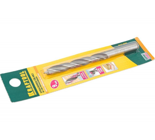 KRAFTOOL d=9 х 115/70 мм, двухленточное, спиральное сверло по дереву 29400-120-09 KRAFTOOL d=9 х 115/70 мм, двухленточное, спиральное сверло по дереву 29400-120-09