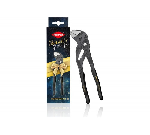 Клещи Knipex переставные, зев 40 мм, длина 180 мм, фосфатированные, обливные ручки, рождественская упаковка, SB KN-8601180XMAS Клещи Knipex переставные, зев 40 мм, длина 180 мм, фосфатированные, обливные ручки, рождественская упаковка, SB KN-8601180XMAS