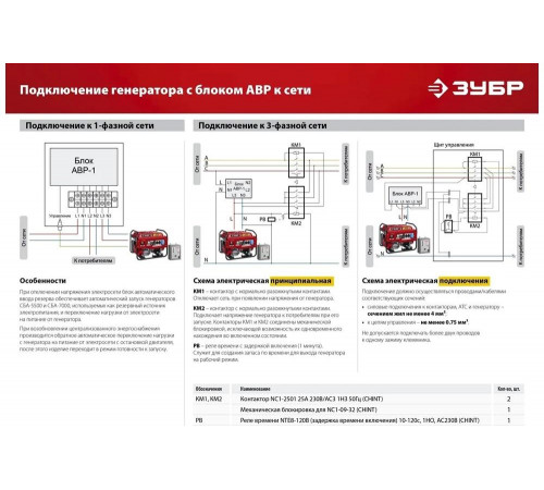 ЗУБР  7000 Вт, бензиновый генератор (СБ-7000)