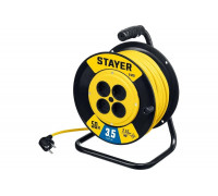 Силовой удлинитель на катушке STAYER S 225 ПВС 2x1.5 50м 3500Вт 55072-50