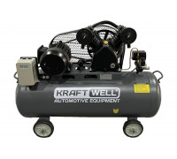 Поршневой компрессор KraftWell 420 л/мин, 10 бар, 100 л, 380В, сеть 380 В, произв-ть 420 л/мин, объем ресивера 100 л, в комплекте KRW-AC420-100L