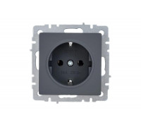 1-местная розетка IEK Brite рс11-1-0-брг с заземлением, без защитных шторок, 16А, графит BR-R11-16-K53