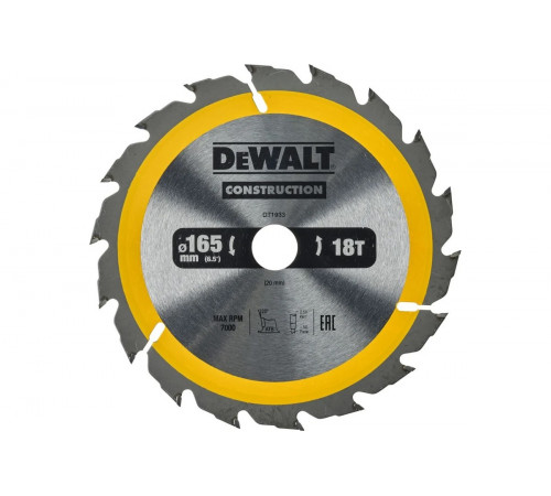 Пильный диск DEWALT CONSTRUCTION DT1933, 165/20 мм, 18Z DT1933-QZ