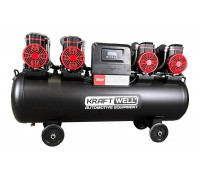 Поршневой безмасляный компрессор KraftWell 1000 л/мин, 10 бар, 120 л, 380 В, сеть 380 В, произв-ть 1000 л/мин, объем ресивера 120 л, в комплекте KRW-AC1000-120L