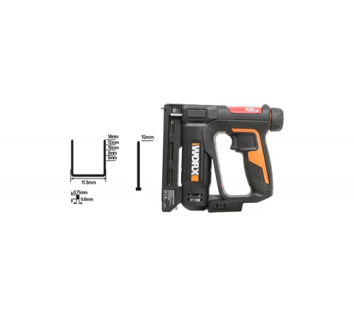 Степлер-гвоздезабиватель WORX WX843 аккумуляторный 20V, с АКБ на 2Ач и ЗУ в 2А, в кейсе Степлер-гвоздезабиватель WORX WX843 аккумуляторный 20V, с АКБ на 2Ач и ЗУ в 2А, в кейсе
